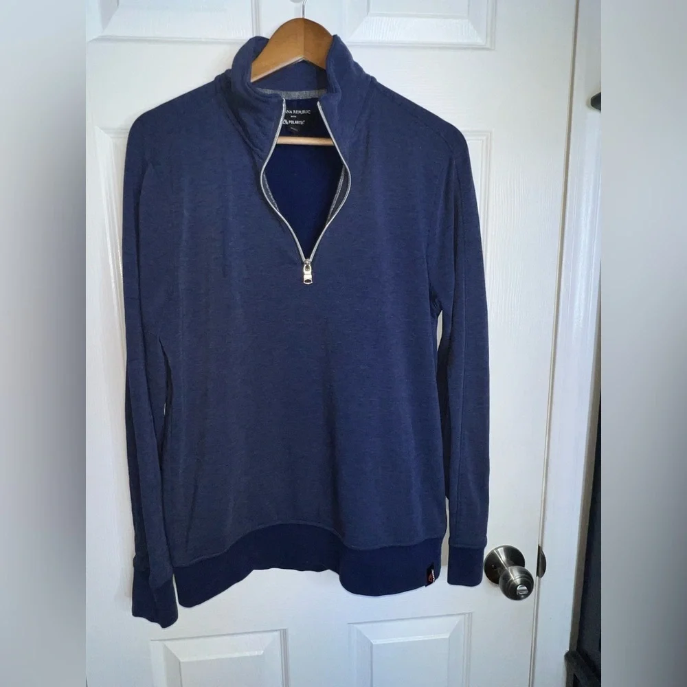 Banana Republic Men’s Medium Polartec 1/4 Zip Long Sleeve Pullover Navy Blue M